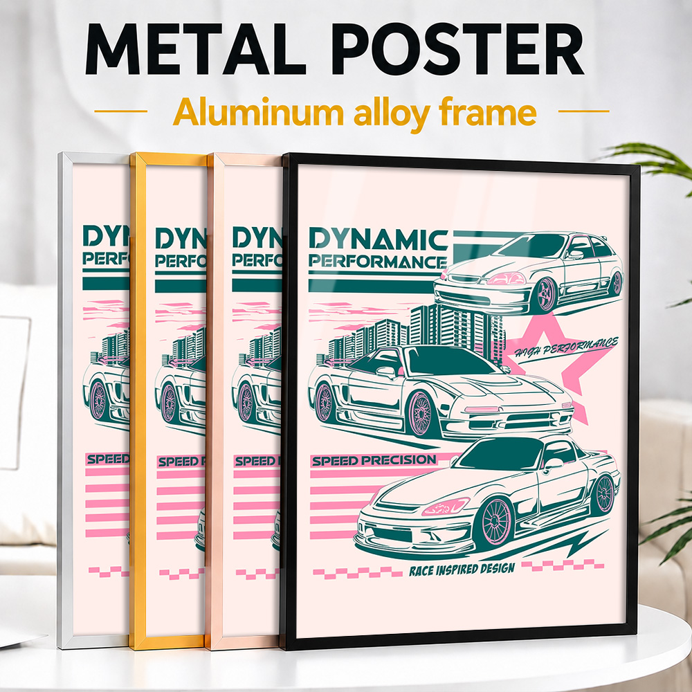 Car Mirror - JDM Auto-Metallposter mit Aluminiumlegierungsrahmen, personalisiertes Foto