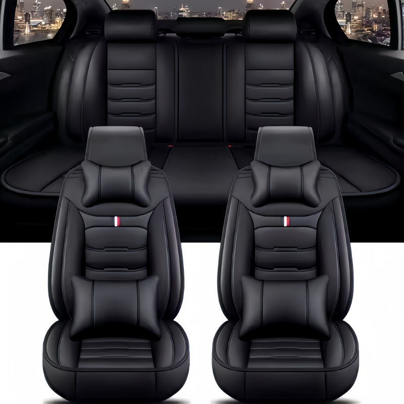 Car Seat Cover - Sitzbezüge Pu-Leder Autositzbezug Einfach mit Kissen