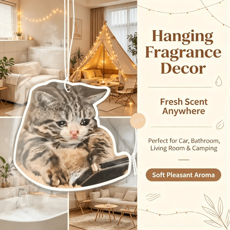 Car Air Freshener - Auto-Lufterfrischer „Weinende Tabby-Katze“ – Duftkarte zum